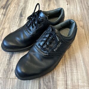 Foot Joy Golf Shoes Black Leather 45534 Greenjoys Spikes Size 7.5 M